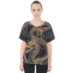 Fantasy Dragon Pentagram V-neck Dolman Drape Top by Maspions