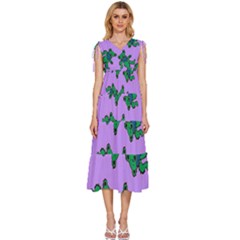 Grateful Dead Bears V-neck Drawstring Shoulder Sleeveless Maxi Dress by Cendanart