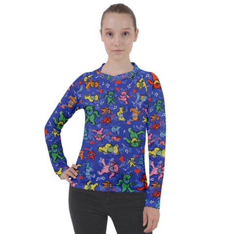 Grateful Dead Bears Pattern Women s Pique Long Sleeve T-shirt by Cendanart