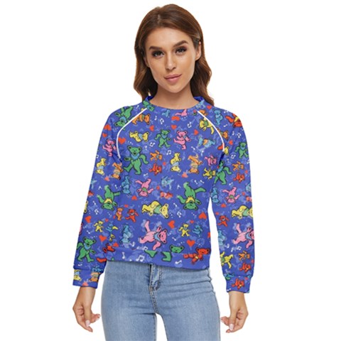 Grateful Dead Bears Pattern Women s Long Sleeve Raglan T-shirt by Cendanart
