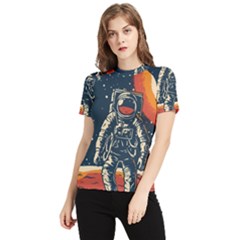 Vintage Retro Space Posters Astronaut Women s Short Sleeve Rash Guard by Sarkoni