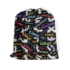 Time Nonlinear Curved Linear Drawstring Pouch (2xl) by Paksenen