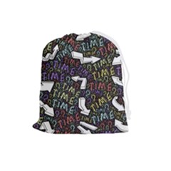 Time Nonlinear Curved Undirected Drawstring Pouch (large) by Paksenen