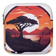 Tree Lake Bird Mini Square Pouch by Bedest