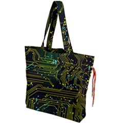 Circuits Circuit Board Yelow Drawstring Tote Bag by Ndabl3x