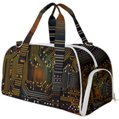Circuits Circuit Board Orange Technology Burner Gym Duffel Bag by Ndabl3x