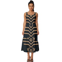 Eagle Bird Square Neckline Tiered Midi Dress by Cendanart