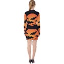 Halloween Bats Moon Full Moon V-neck Bodycon Long Sleeve Dress View2