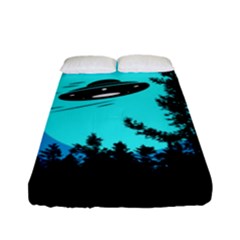 Ufo Alien Night Sky Night Fitted Sheet (full/ Double Size) by Cendanart