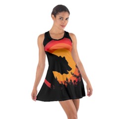 Forest Bear Silhouette Sunset Cotton Racerback Dress by Cendanart