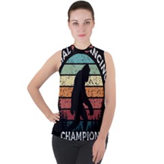 Monster Yeti Social Distance Monkey Mock Neck Chiffon Sleeveless Top by Cendanart