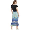 Mountains And Trees Illustration Painting Clouds Sky Landscape Maxi Fishtail Chiffon Skirt View2