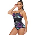 Style Dinosaur  80s Synth Retrowave Retro Full Coverage Swimsuit View2