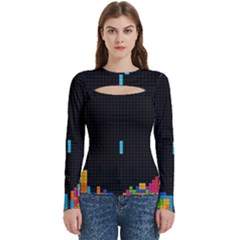 Tetris Game Women s Cut Out Long Sleeve T-shirt by Cendanart