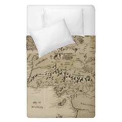 Retro Vintage Gray Map Middle Earth Duvet Cover Double Side (single Size) by Cendanart
