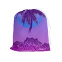 Palm Tree Vaporwave Synthwave Retro Style Drawstring Pouch (XL) View1
