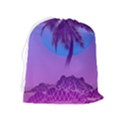 Palm Tree Vaporwave Synthwave Retro Style Drawstring Pouch (XL) View2