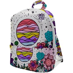 Rainbow Fun Cute Minimal Doodles Zip Up Backpack by Bedest