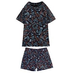 Doodles School Background Art Pattern Kids  Swim T-shirt And Shorts Set by Bedest