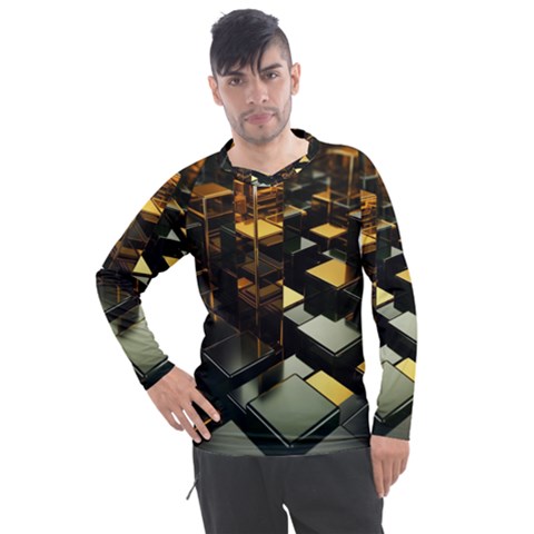 Abstract Shiny Pattern Men s Pique Long Sleeve T-shirt by Grandong