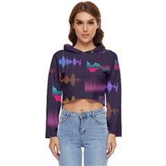 Colorful Sound Wave Set Women s Lightweight Cropped Hoodie by Bedest