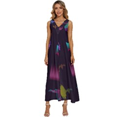 Colorful Sound Wave Set V-neck Sleeveless Loose Fit Overalls by Bedest