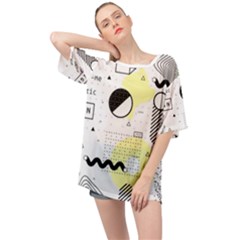 Graphic Design Geometric Background Oversized Chiffon Top by Bedest