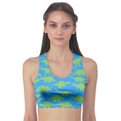 Green Blue Dinosaur Sport Bra by CoolDesigns