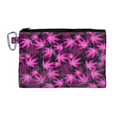 Deep Pink Cannabis Marijuana Canvas Cosmetic Bag by CoolDesigns