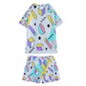 Tridimensional Pastel Shapes Background Memphis Style Kids  Swim T-Shirt and Shorts Set View2