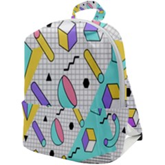 Tridimensional Pastel Shapes Background Memphis Style Zip Up Backpack by Bedest