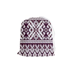 Illustration Ukrainian Folk Seamless Pattern Ornament Drawstring Pouch (medium) by Bedest