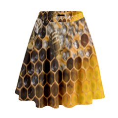 Honeycomb With Bees High Waist Skirt by Bedest