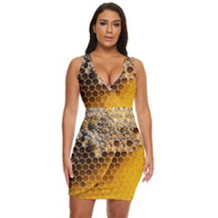 Honeycomb With Bees Draped Bodycon Dress by Bedest