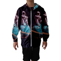 Stuck On Saturn Astronaut Planet Space Kids  Hooded Windbreaker by Cendanart