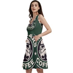 Stormtrooper Coffee Sleeveless V-neck Skater Dress With Pockets by Cendanart