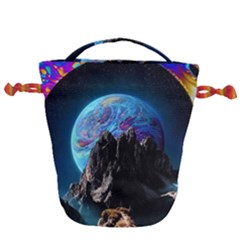 Aesthetic Psychedelic Drawings Art Acid Space Drawstring Bucket Bag by Cendanart