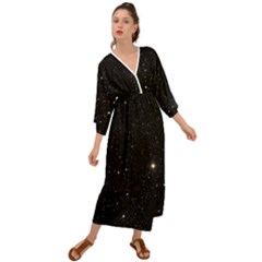 Sky Black Star Night Space Edge Super Dark Universe Grecian Style  Maxi Dress by Cendanart