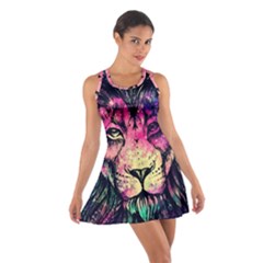 Psychedelic Lion Cotton Racerback Dress by Cendanart