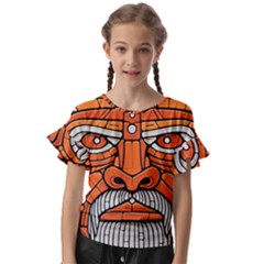 Face Skull Head Art Kids  Cut Out Flutter Sleeves by Ndabl3x