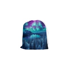 Lake Aurora Borealis Drawstring Pouch (xs) by Ndabl3x