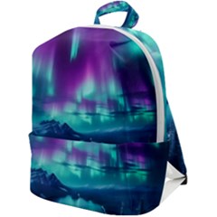 Lake Aurora Borealis Zip Up Backpack by Ndabl3x