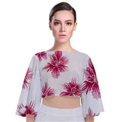 Hawaiian Flowers Tie Back Butterfly Sleeve Chiffon Top by essentialimage