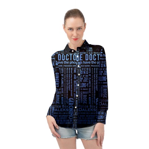 Doctor Who Tardis Long Sleeve Chiffon Shirt by Cendanart