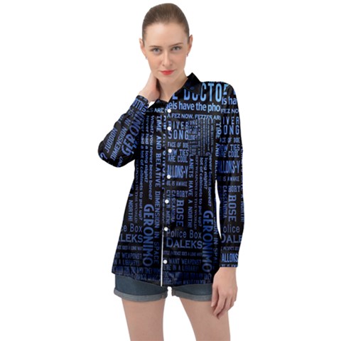 Doctor Who Tardis Long Sleeve Satin Shirt by Cendanart