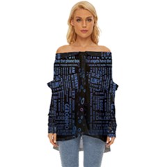 Doctor Who Tardis Off Shoulder Chiffon Pocket Shirt by Cendanart