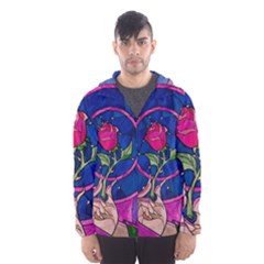 Enchanted Rose Stained Glass Men s Hooded Windbreaker by Cendanart
