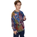 Castle Building Stained Glass Kids  Crewneck Sweatshirt View3