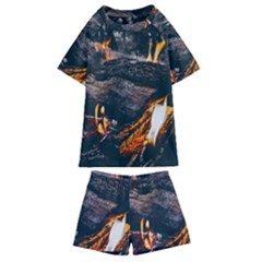 Wood Fire Camping Forest On Kids  Swim T-shirt And Shorts Set by Bedest