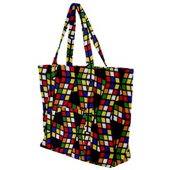 Graphic Pattern Rubiks Cube Zip Up Canvas Bag by Cendanart